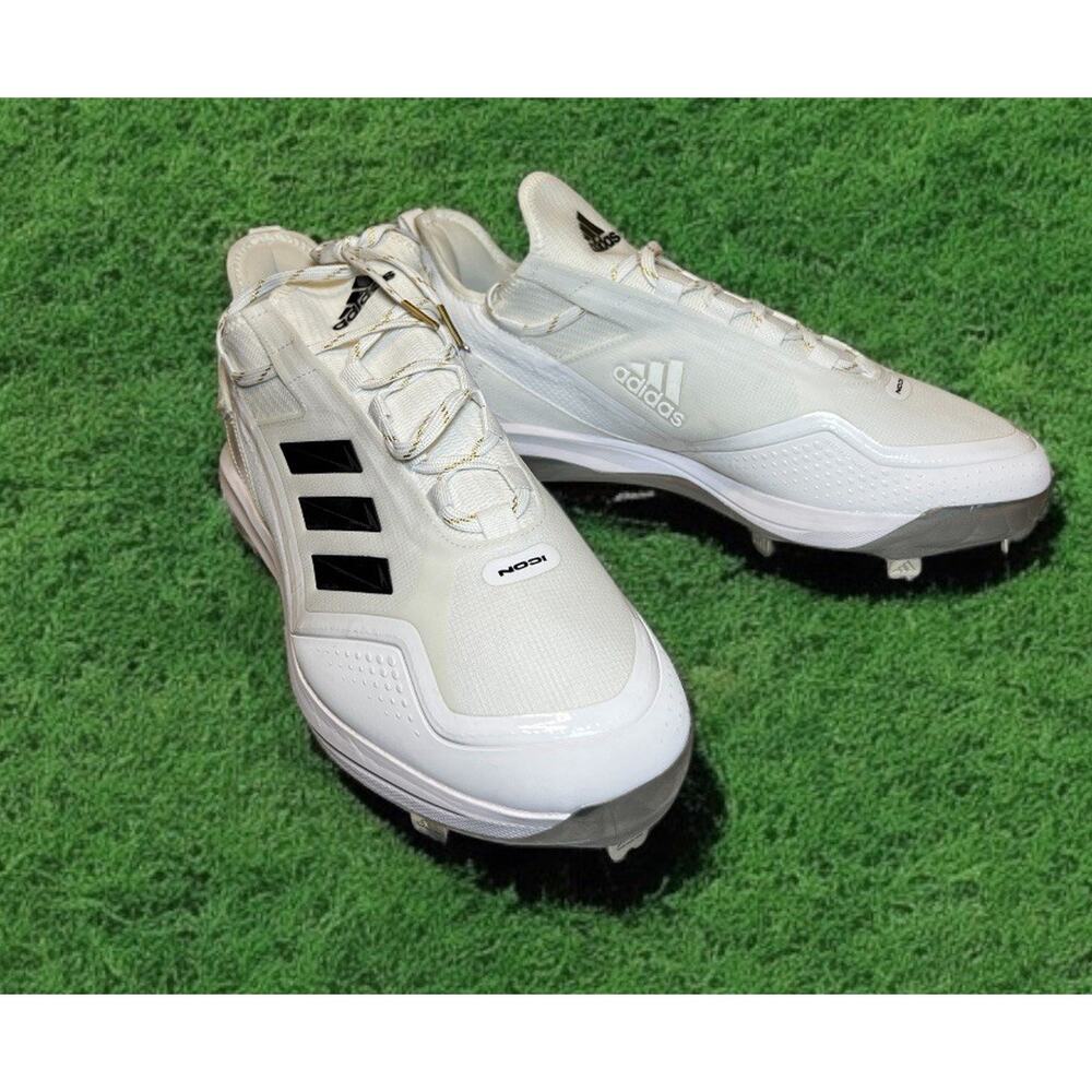 New Adidas Icon 7 Boost Baseball Metal Cleats‎ White Black Mens Size 15 GX2803